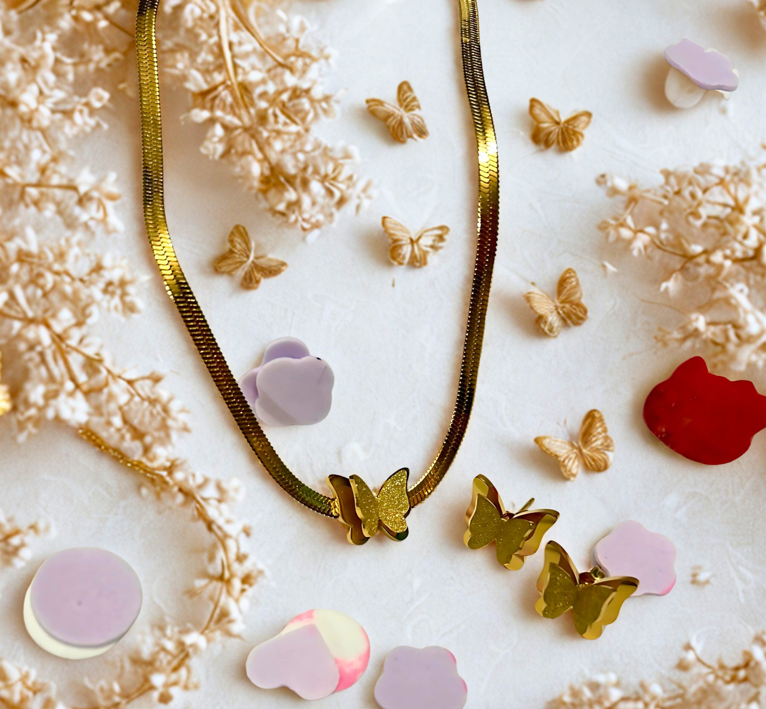 stainless steel butterfly jewelry set